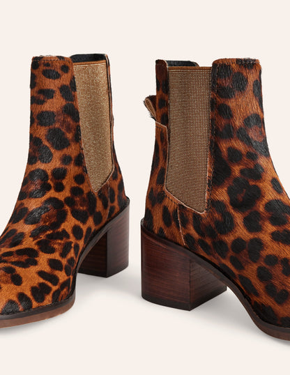 Chelsea Block Heel Boots-Leopard