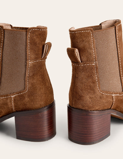 Chelsea Block Heel Boots-Tan