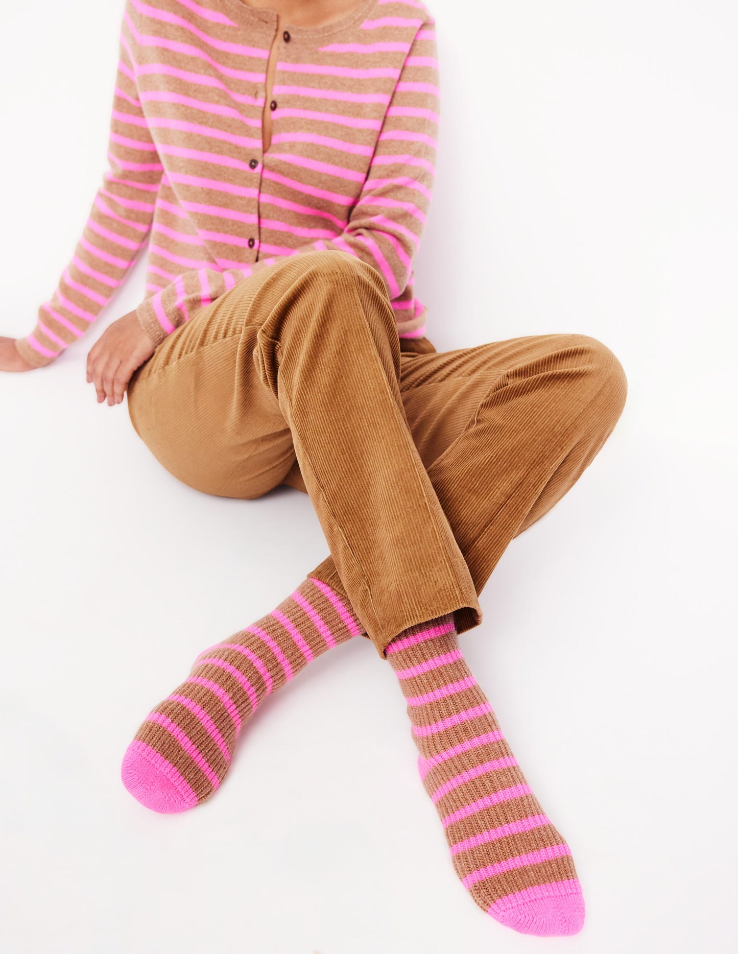 Cashmere Socks-Pink and Camel