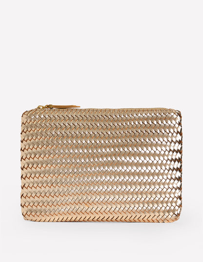 Woven Metallic Pouch-Gold