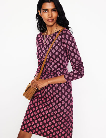 Florrie Long Sleeve Dress-Fig, Ornate Stamp