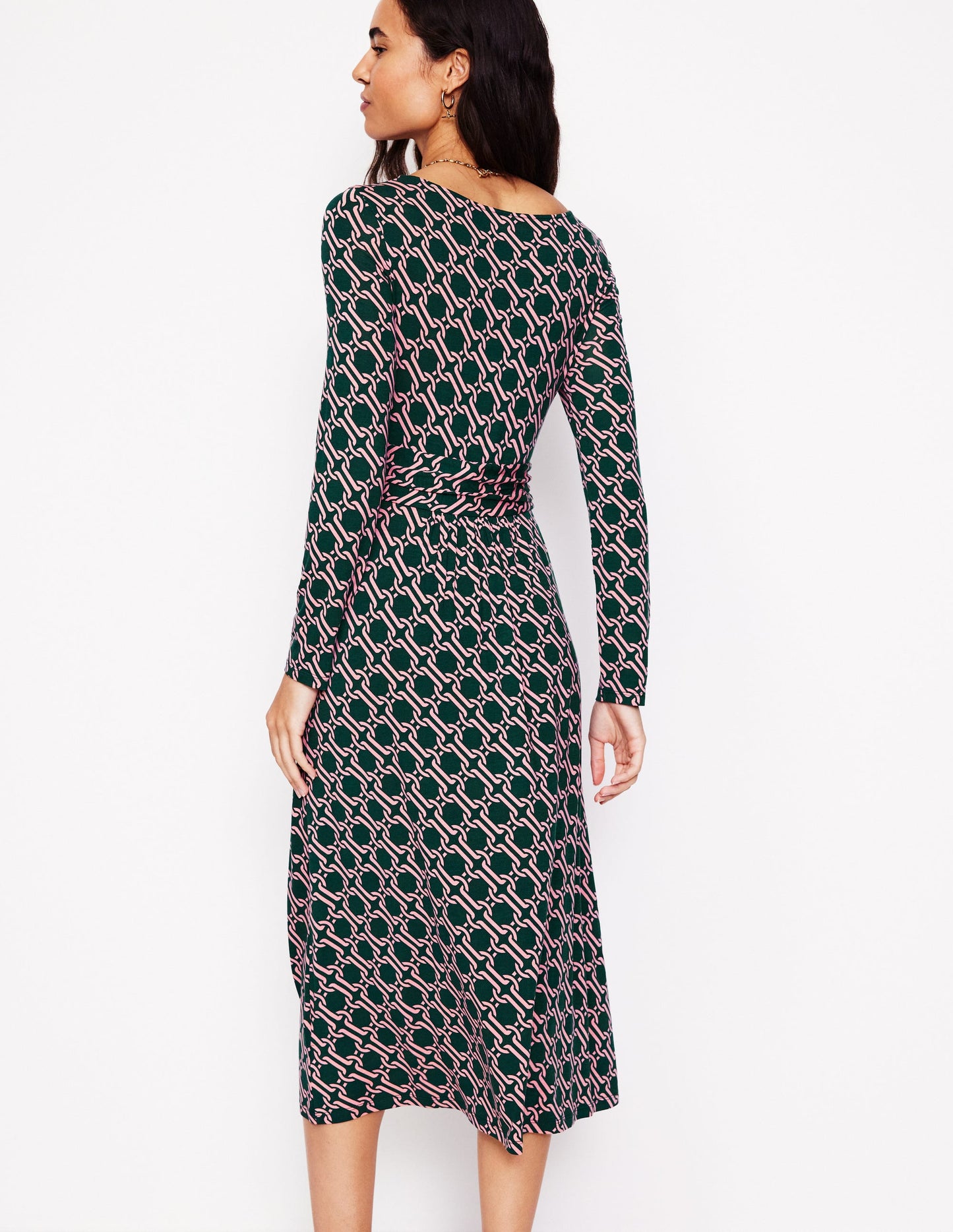 Amelie Long Sleeve Midi Dress-Glade, Chain Geo