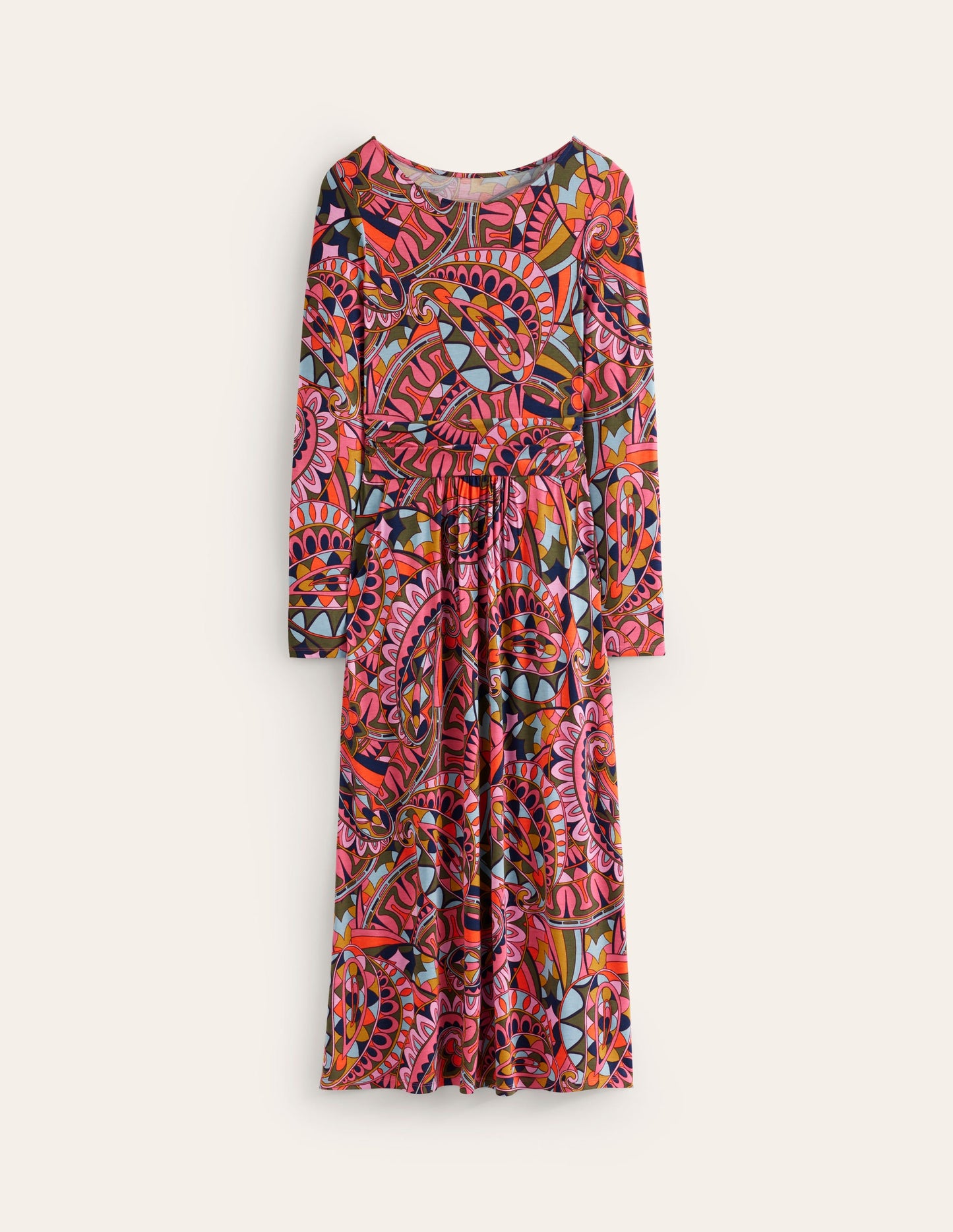 Amelie Long Sleeve Midi Dress-Multi, Kaleidoscopic Paisley