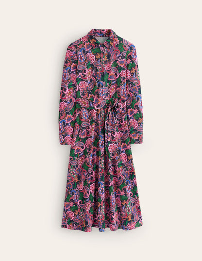 Marcia Jersey Midi Shirt Dress-Multi, Paisley Fusion