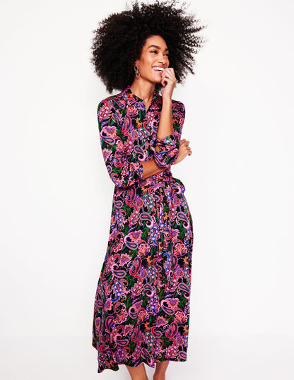 Marcia Jersey Midi Shirt Dress-Multi, Paisley Fusion