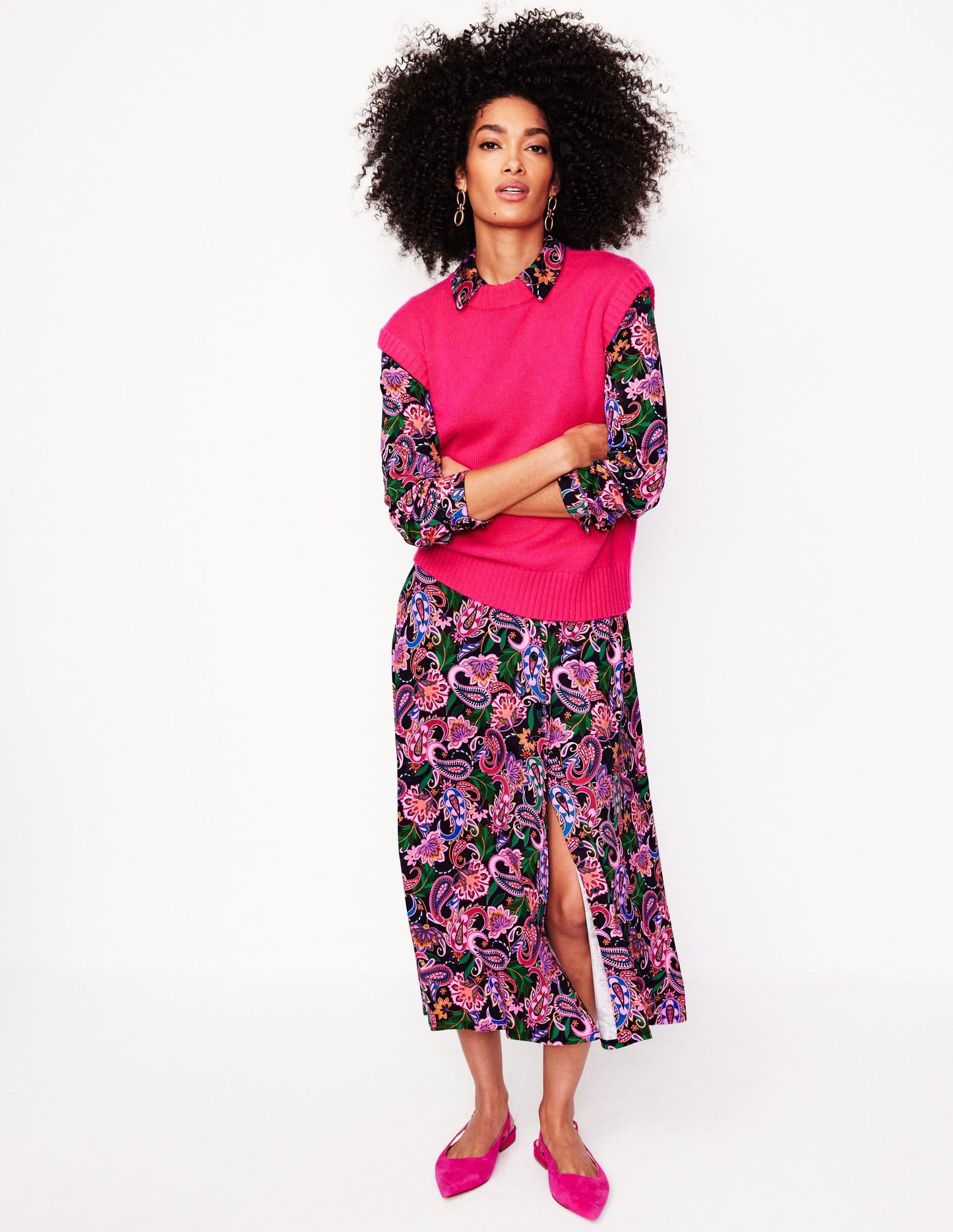 Marcia Jersey Midi Shirt Dress-Multi, Paisley Fusion