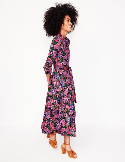 Marcia Jersey Midi Shirt Dress-Multi, Paisley Fusion