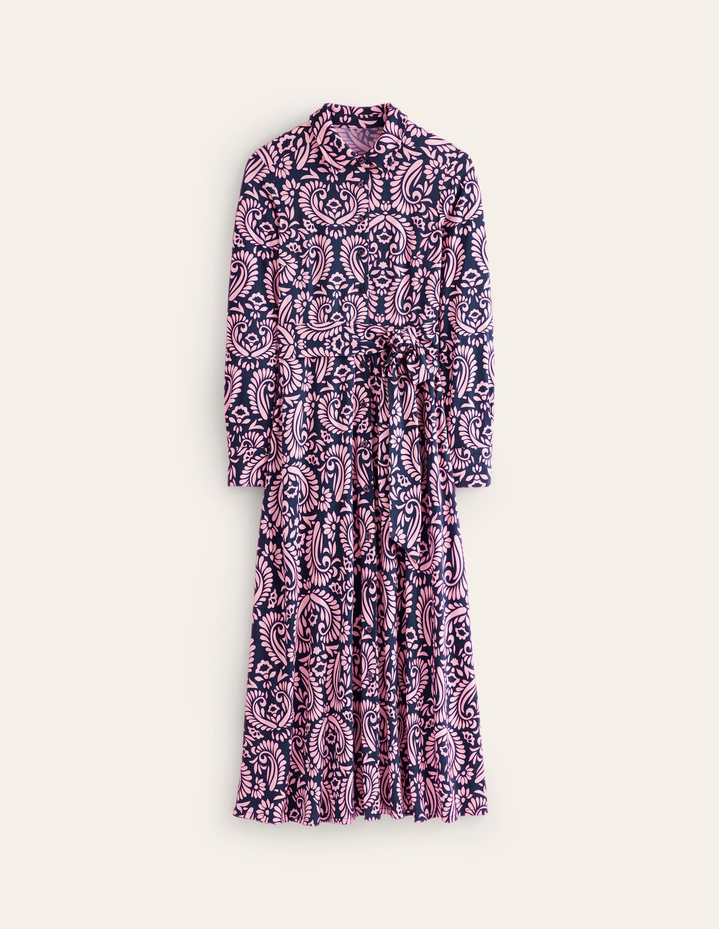 Marcia Jersey Midi Shirt Dress-Milkshake, Decorative Flora