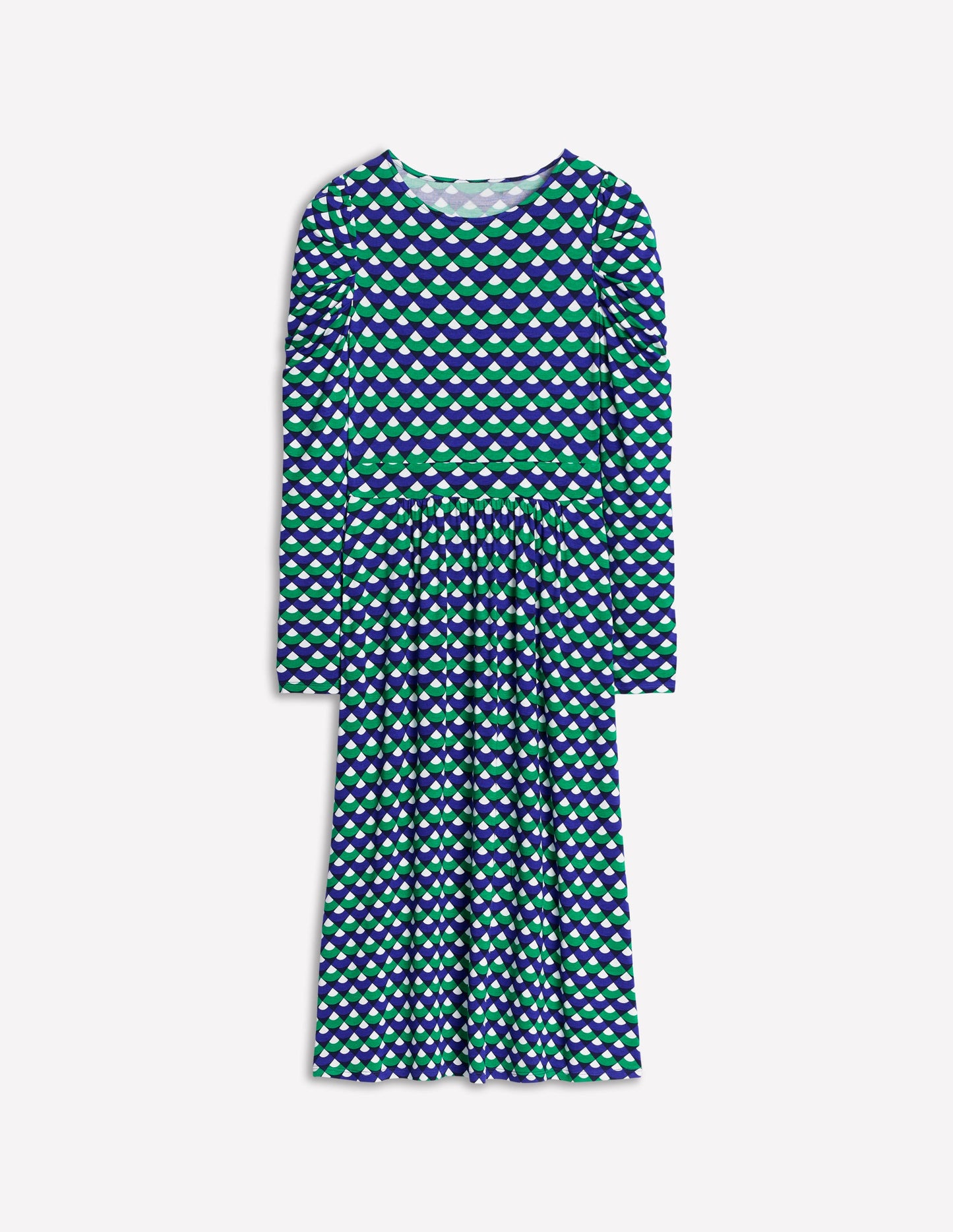 Puff Sleeve Blouson Dress-Rich Emerald, Arc Segment