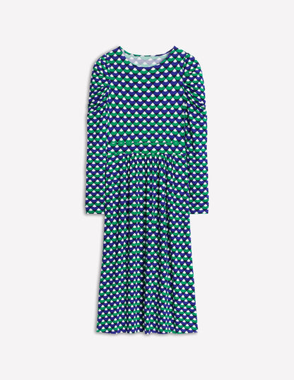 Puff Sleeve Blouson Dress-Rich Emerald, Arc Segment