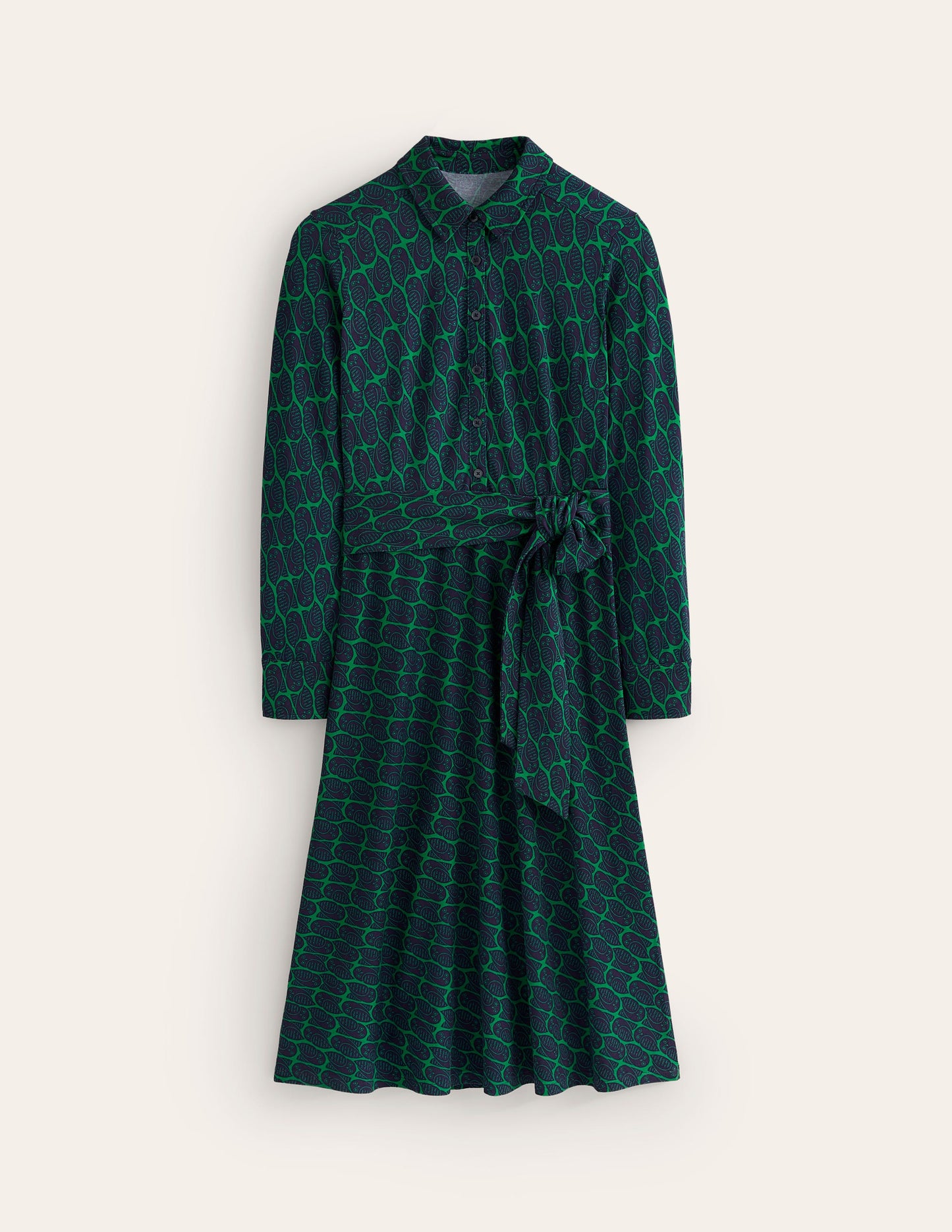 Laura Jersey Midi Shirt Dress-Rich Emerald, Owl Stamp