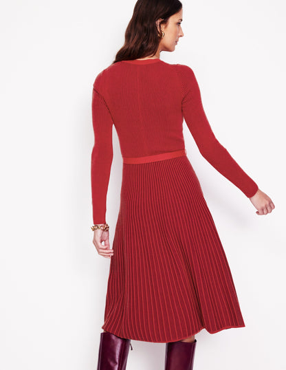 Lola Knitted Midi Dress-Rouge, Cherry Plated