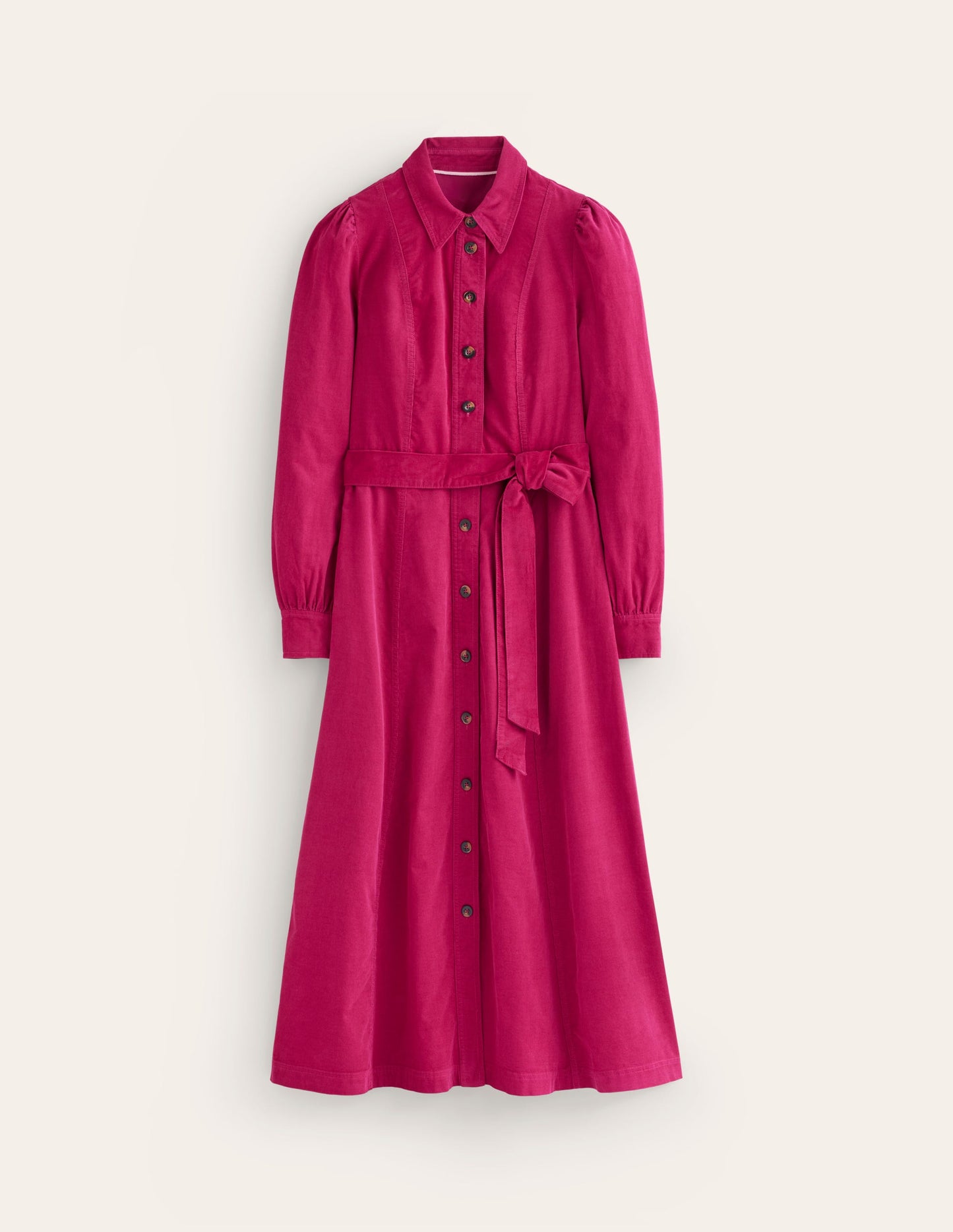 Aubrey Cord Midi Shirt Dress-Cherry Jam