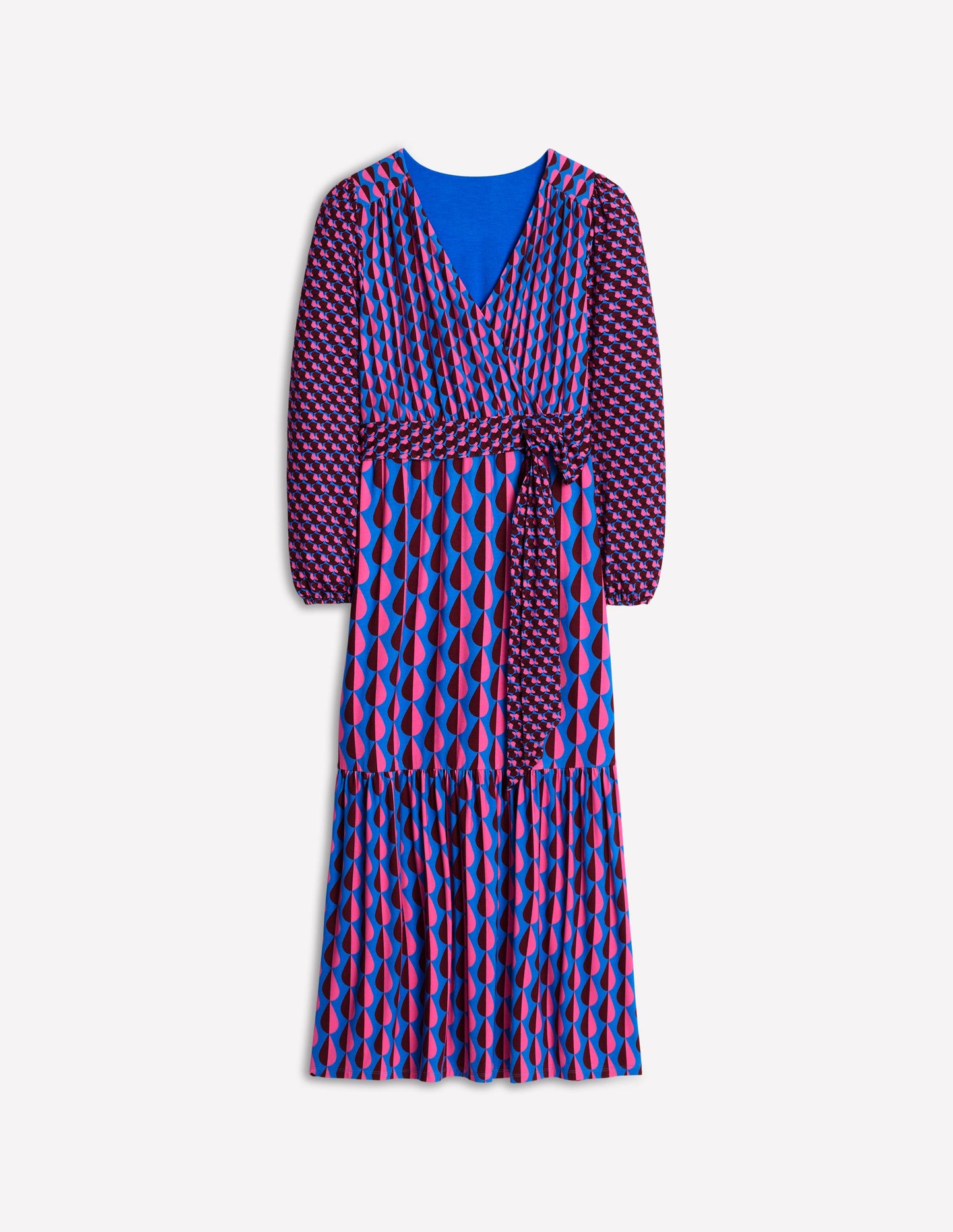 Ophelia Wrap Midi Jersey Dress-Multi, Raindrop Geo