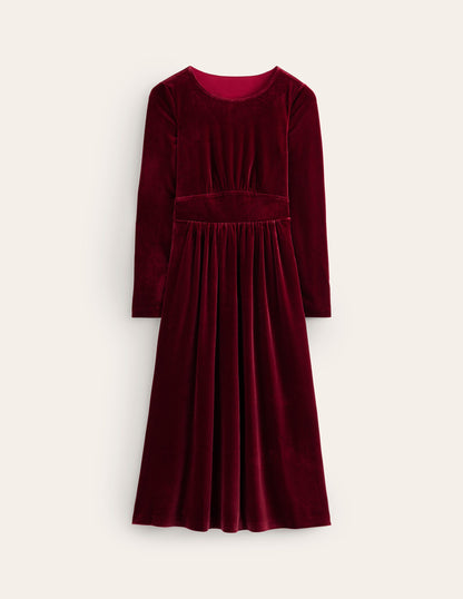 Thea Velvet Midi Dress-Cabernet