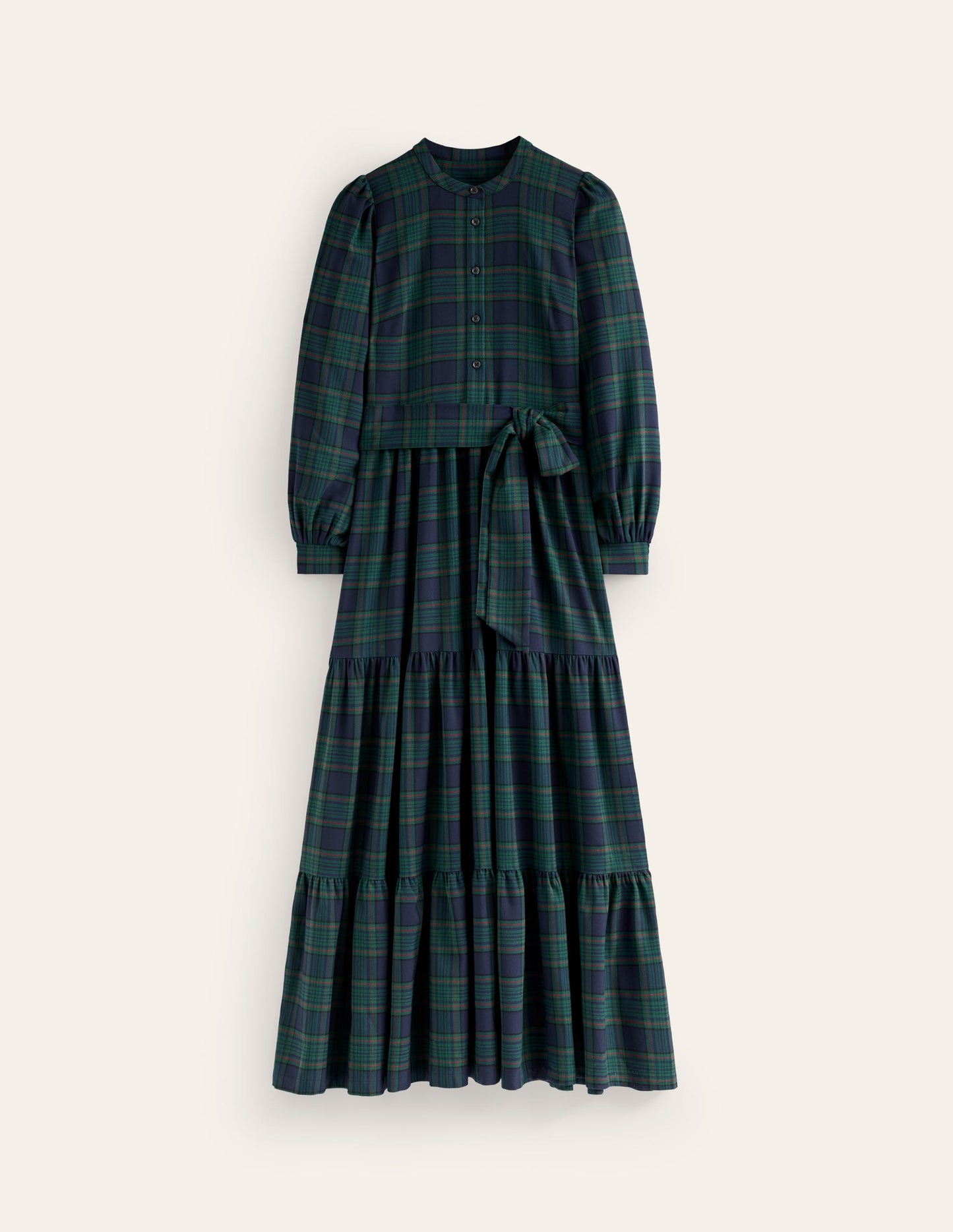 Alba Check Maxi Dress-Navy and Green Check