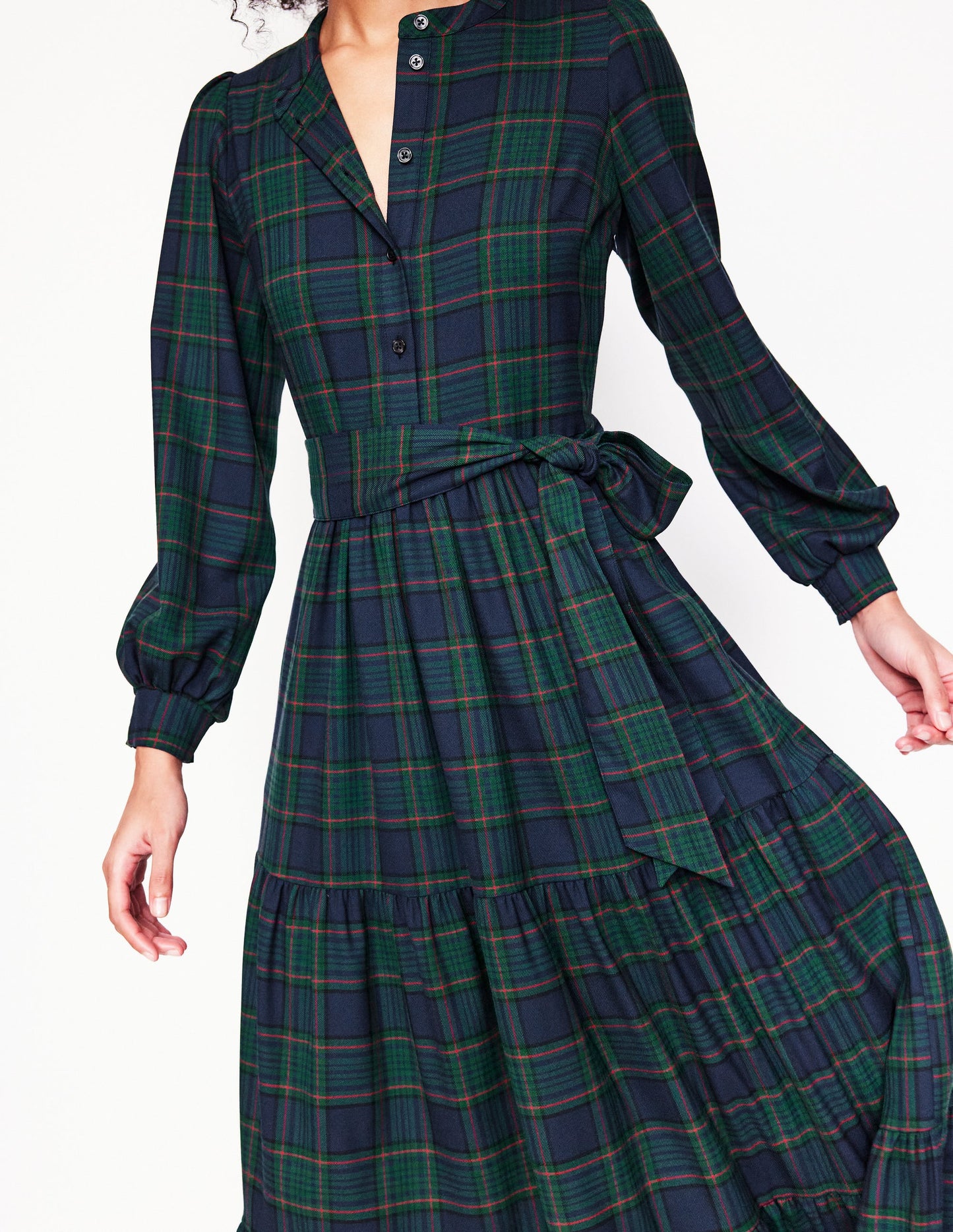 Alba Check Maxi Dress-Navy and Green Check