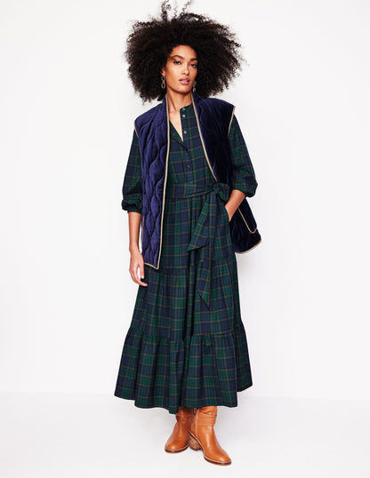 Alba Check Maxi Dress-Navy and Green Check