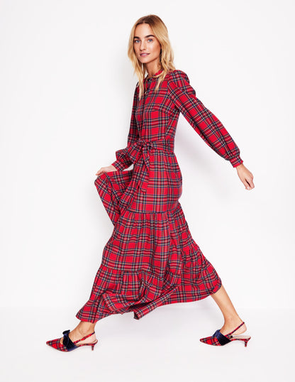 Alba Check Maxi Dress-Red and Blue Check