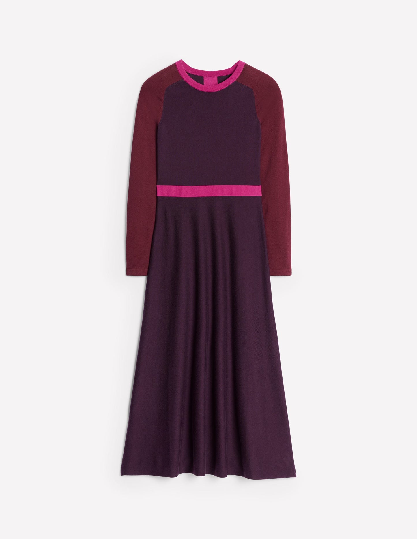 Sam Colourblock Knitted Dress-Aubergine, Maroon Colourblock