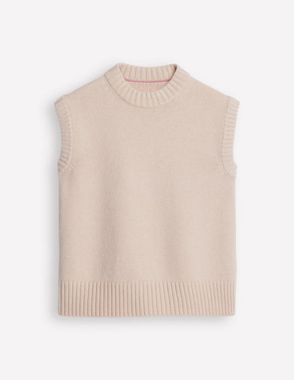 Chunky Cashmere Crew Neck Vest-Rope