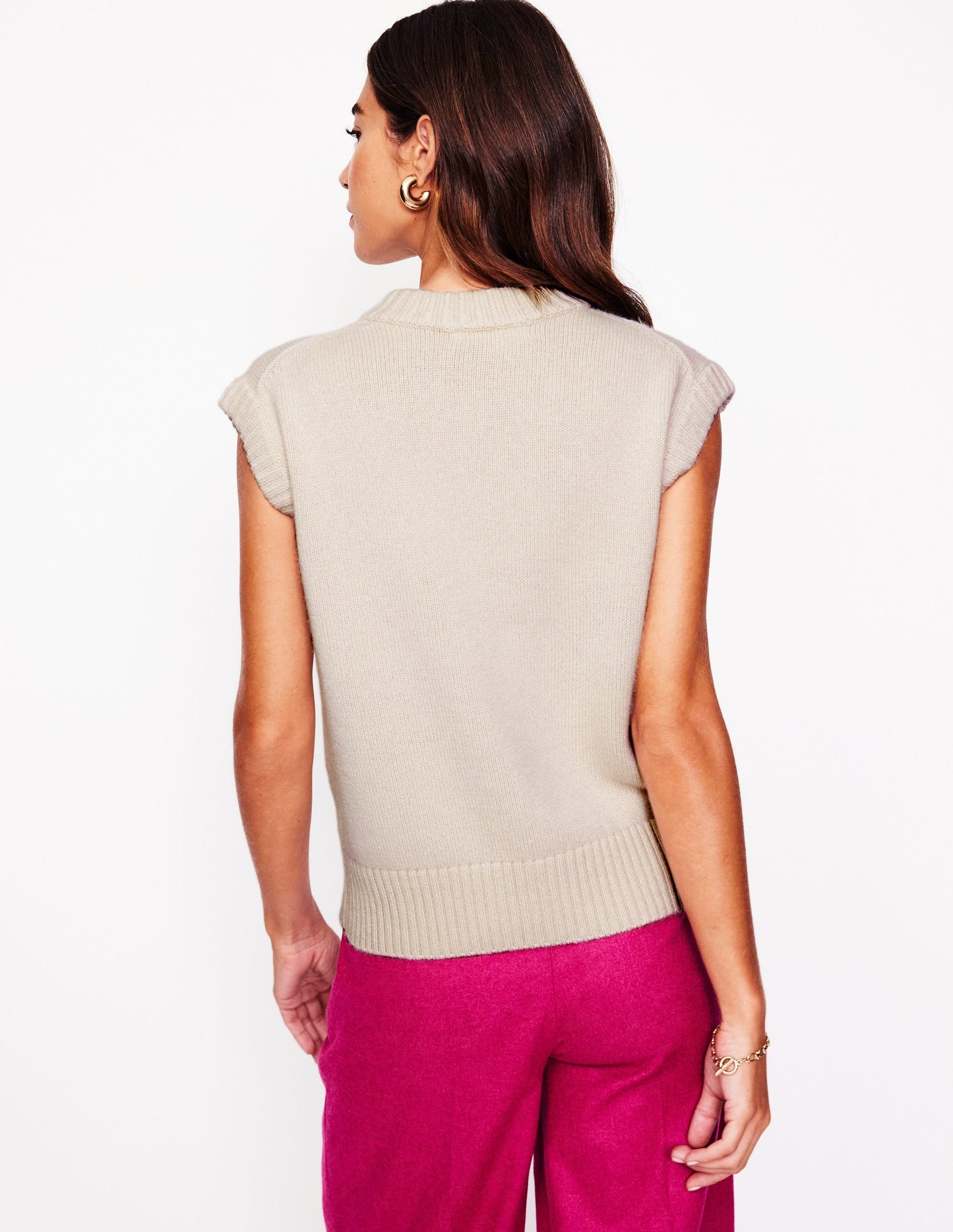 Chunky Cashmere Crew Neck Vest-Rope