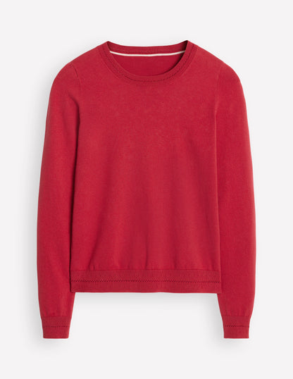 Catriona Cotton Crew Sweater-Red Liquorice