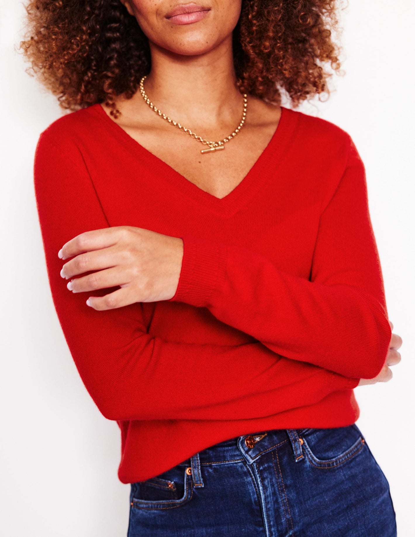 Eva Cashmere V-Neck Sweater-Rouge Red