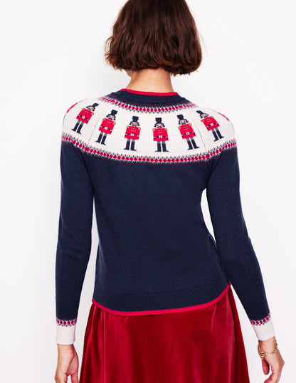 Edie Fair Isle Sweater-Navy, Soldiers