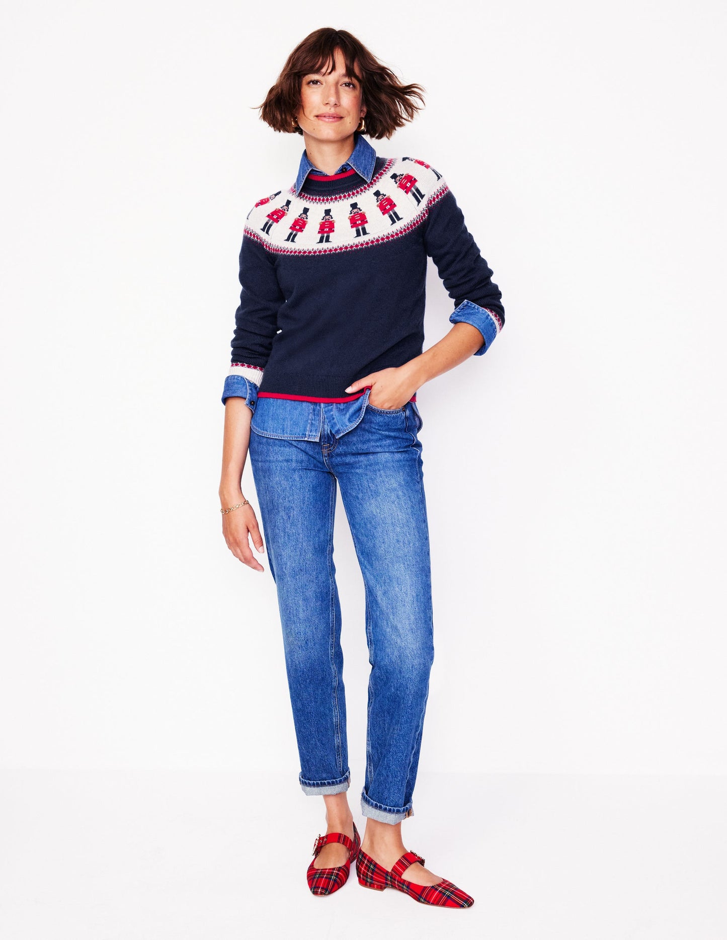 Edie Fair Isle Sweater-Navy, Soldiers