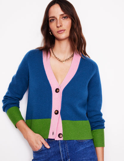 Olivia Merino Cardigan-Sapphire Blue