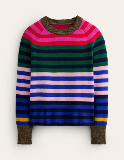 Olivia Merino Sweater-Multi, Rainbow Stripe