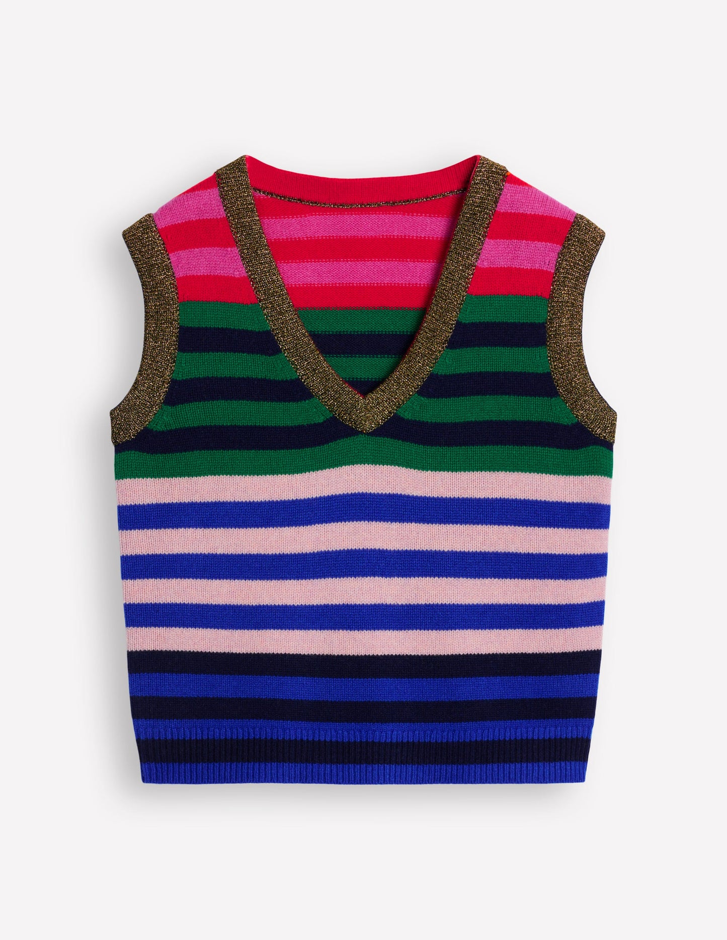 Olivia Merino Vest-Multi, Rainbow Stripe