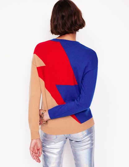 Lydia Cashmere Jumper-Camel, Lightning Bolt