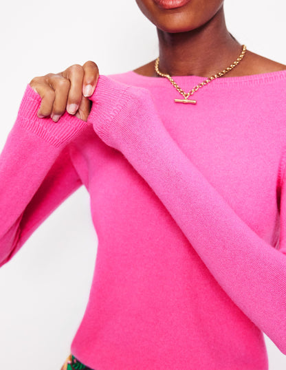 Eva Cashmere Boat Neck Sweater-Pink Tourmaline