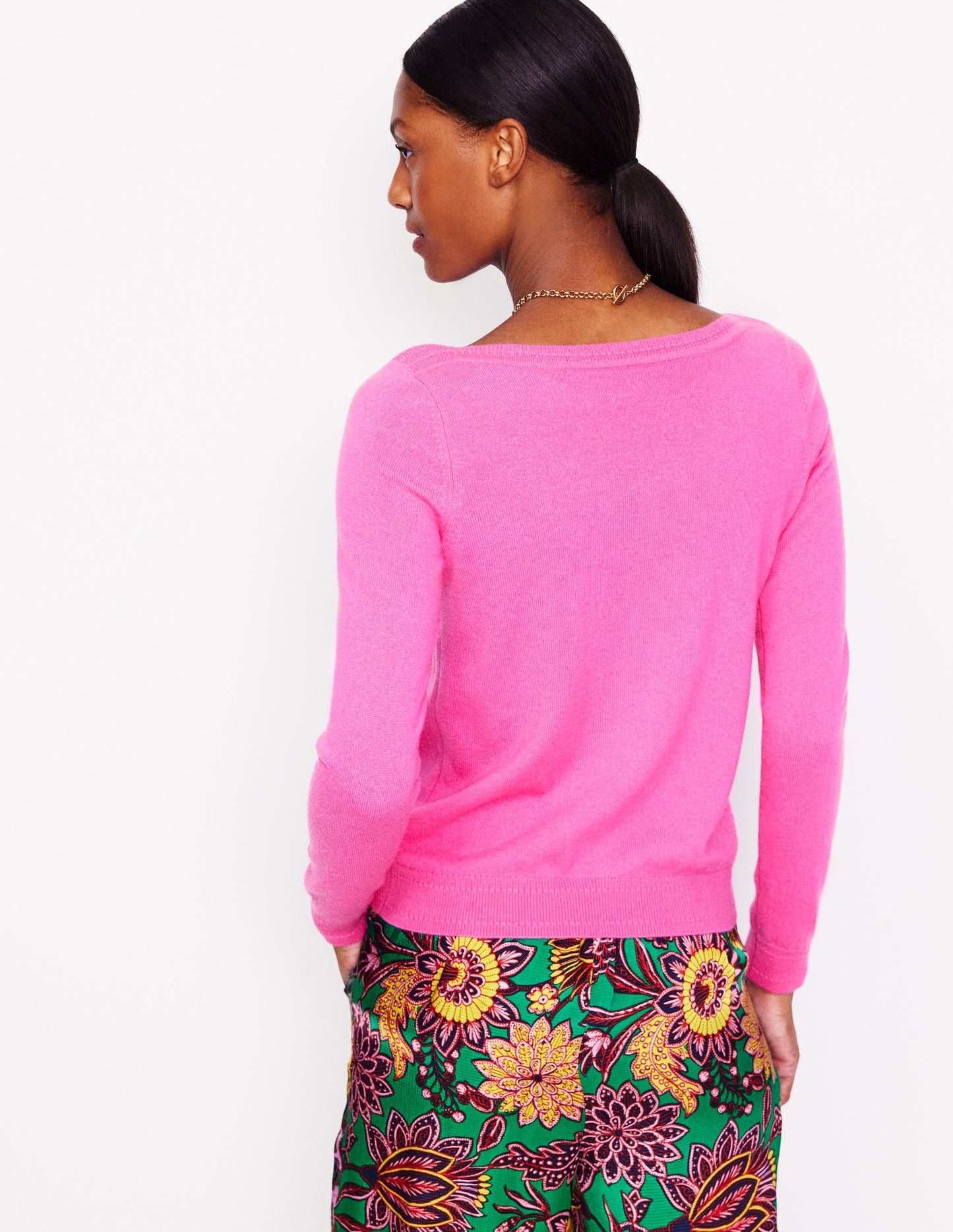 Eva Cashmere Boat Neck Sweater-Pink Tourmaline