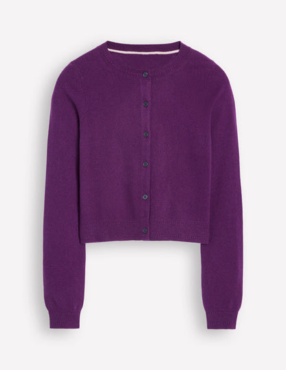 Eva Cashmere Cropped Cardigan-Damson Purple