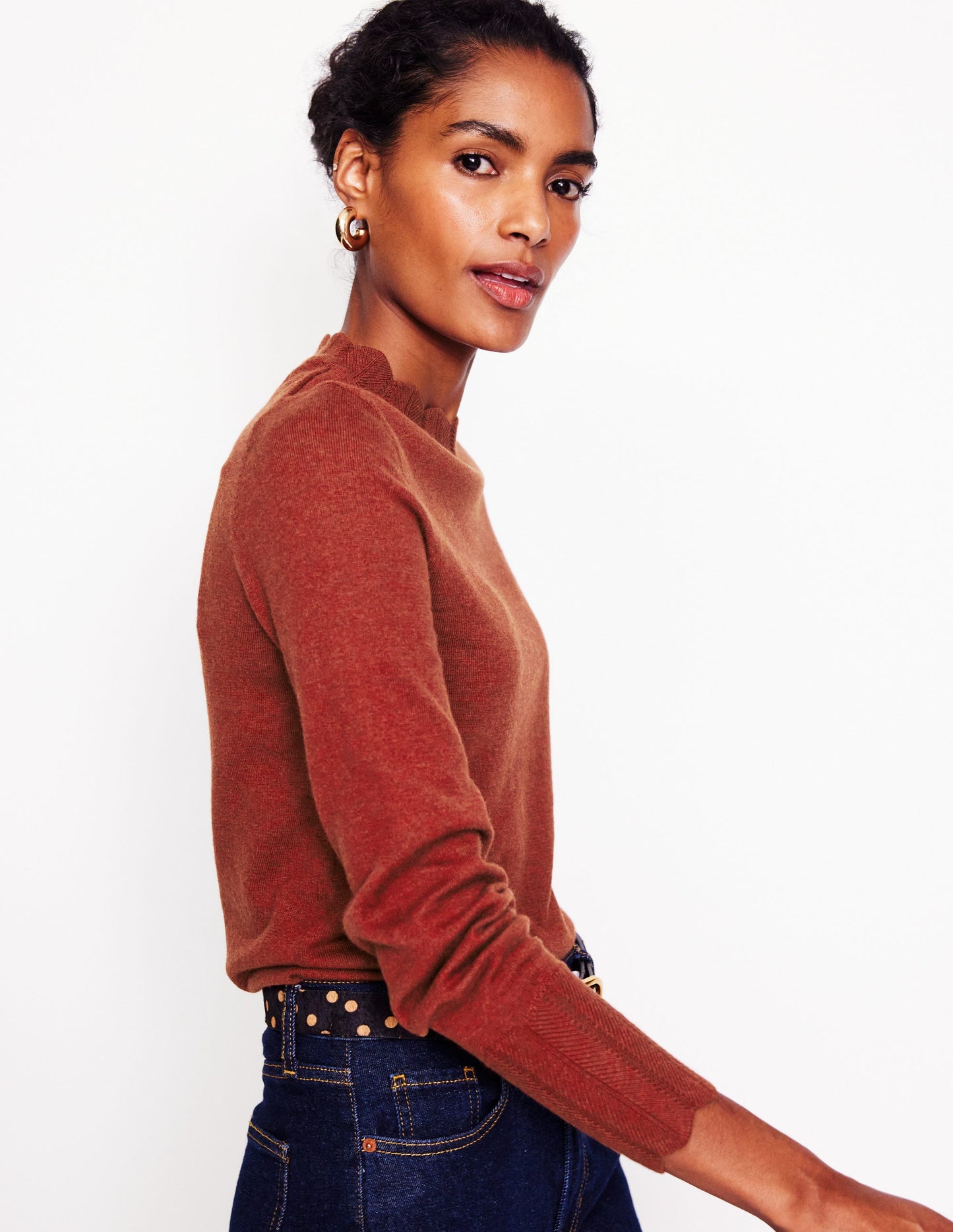 Imi Scalloped Sweater-Burnt Orange