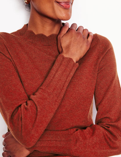 Imi Scalloped Sweater-Burnt Orange