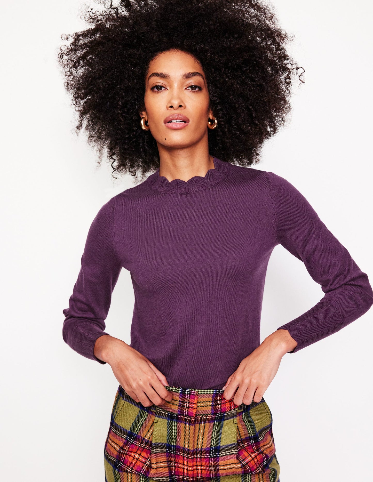 Imi Scalloped Sweater-Damson Purple