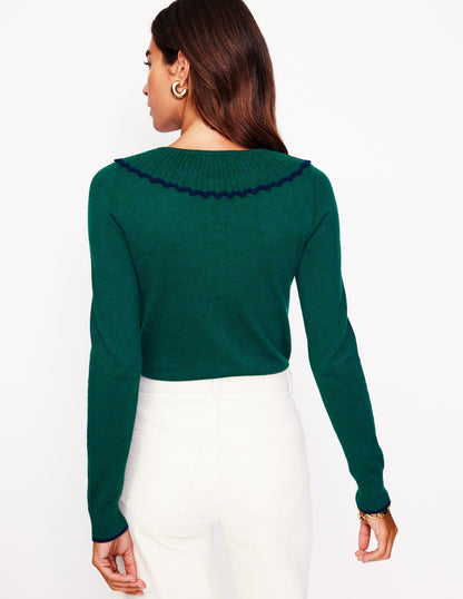 Frill Collared Cardigan-Glade Green