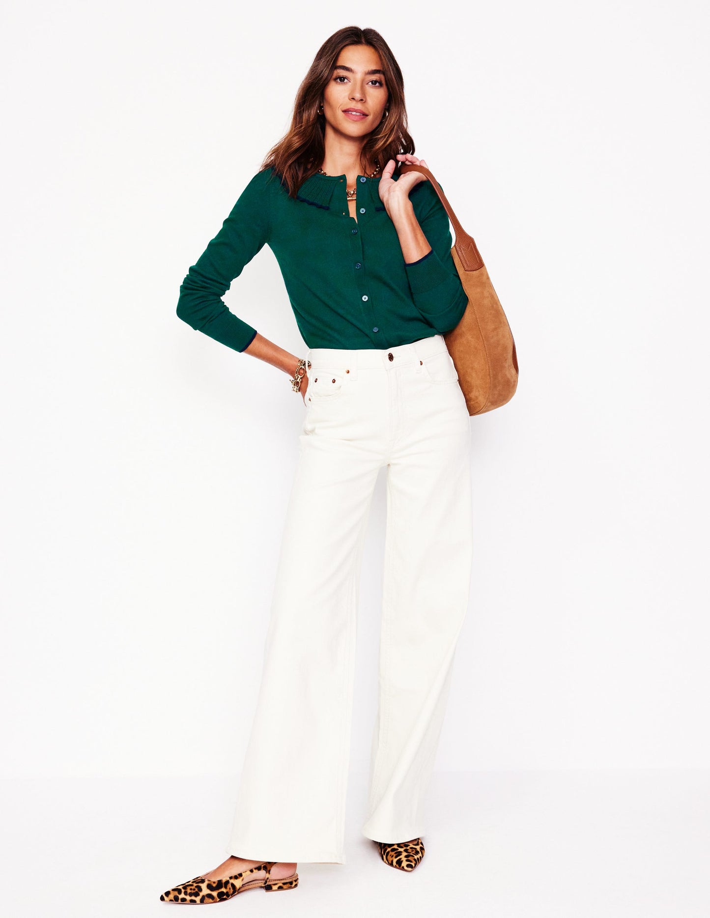 Frill Collared Cardigan-Glade Green