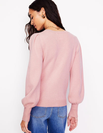 Pleated Cashmere Cardigan-Blush Pink