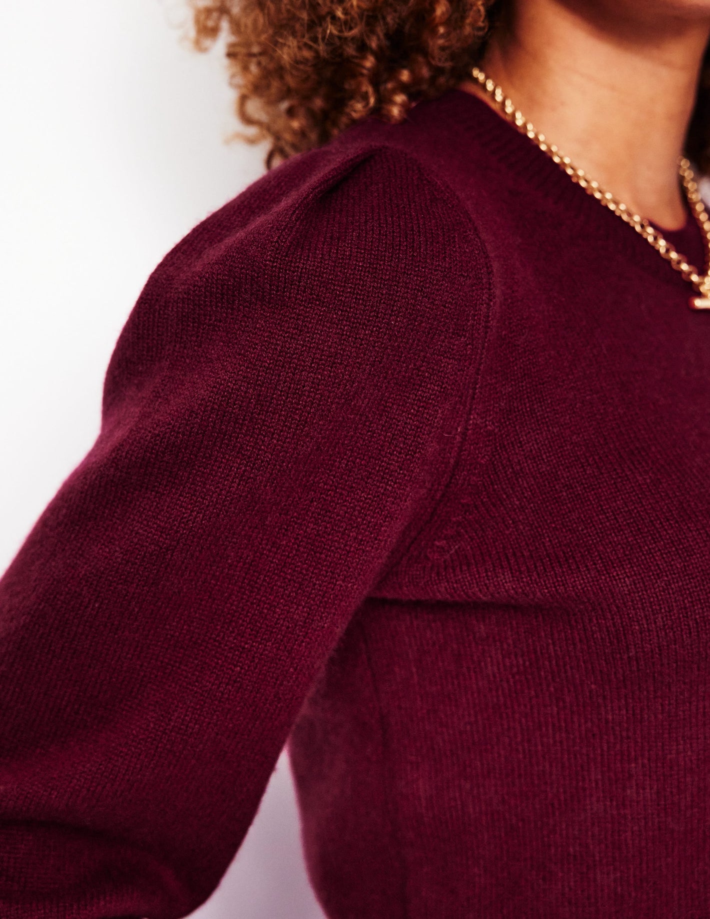 Pleated Cashmere Sweater-Port