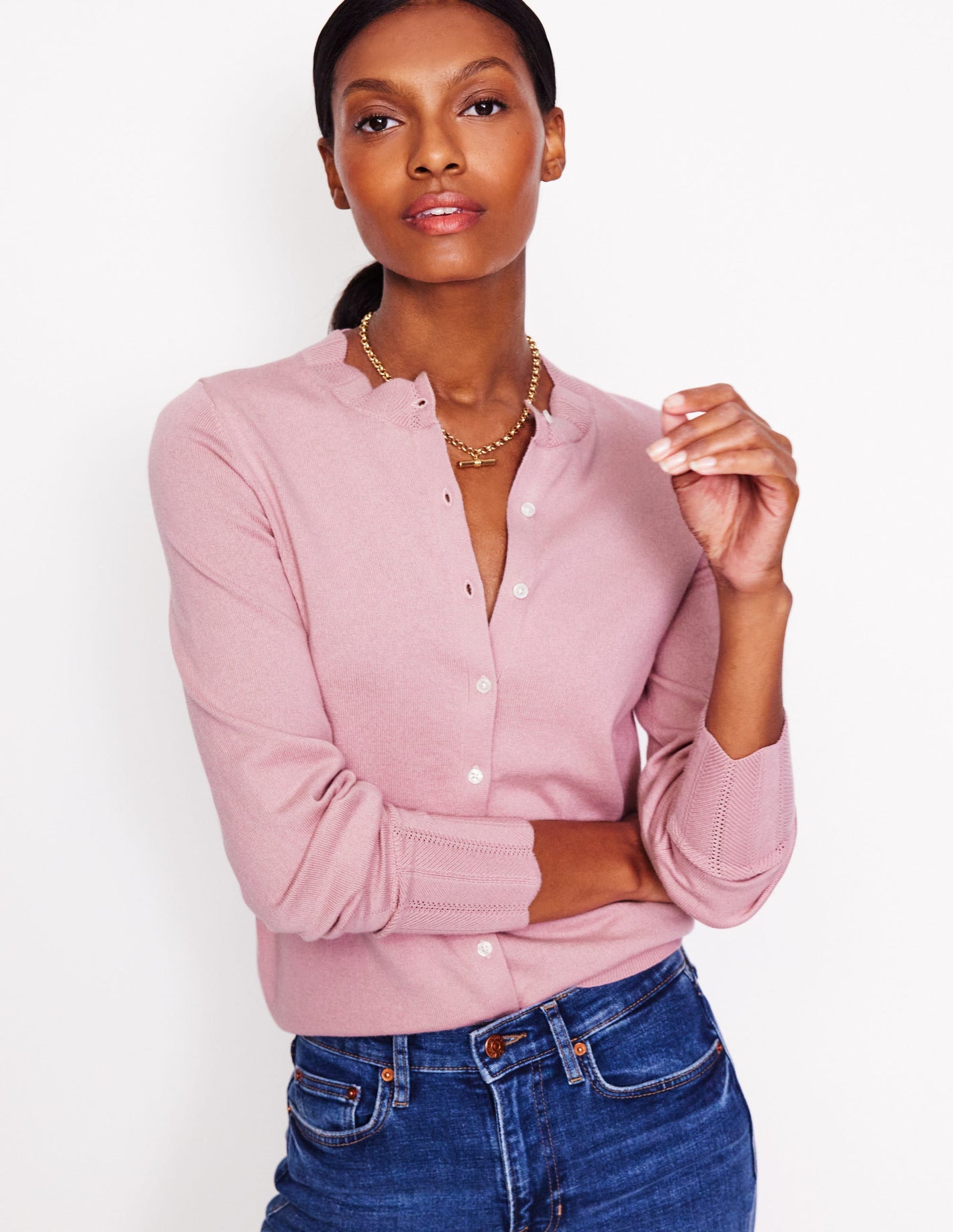 Imi Scalloped Cardigan-Quartz Pink