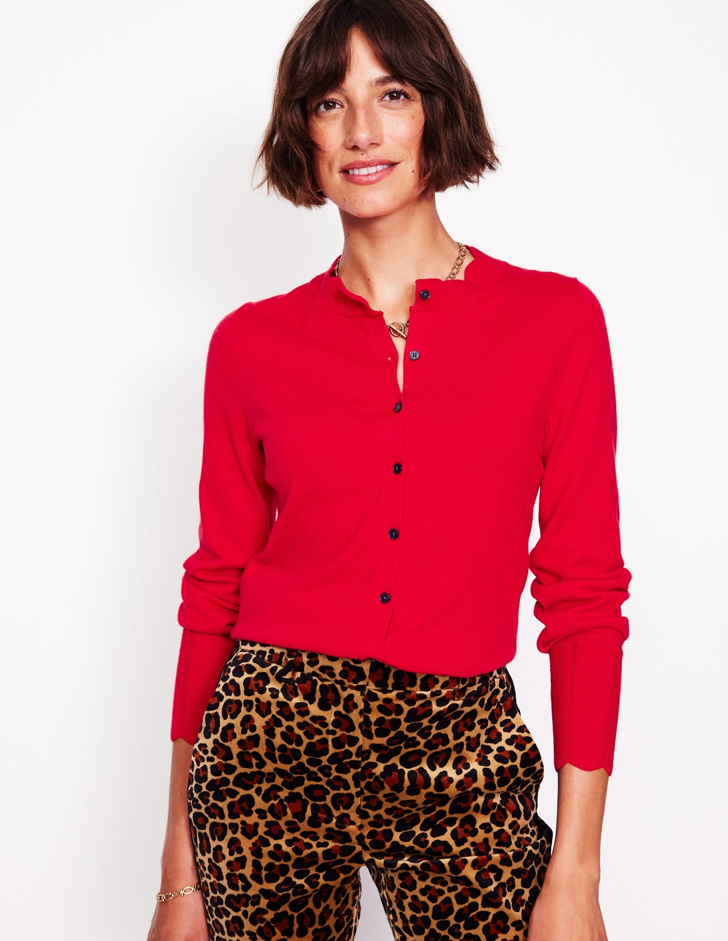 Imi Scalloped Cardigan-Rouge Red