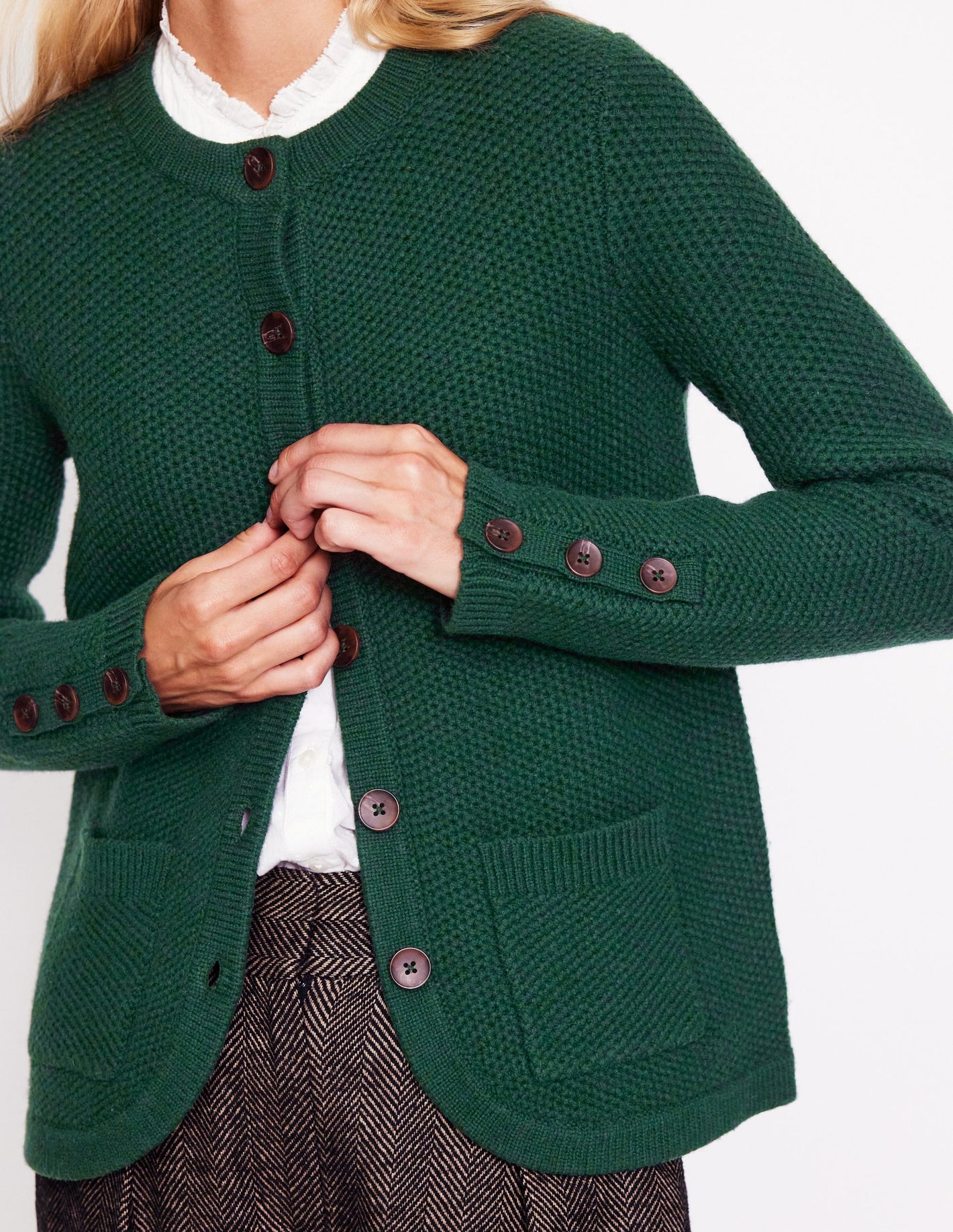 Textured Stitch Cardigan-Dark Cedar Green