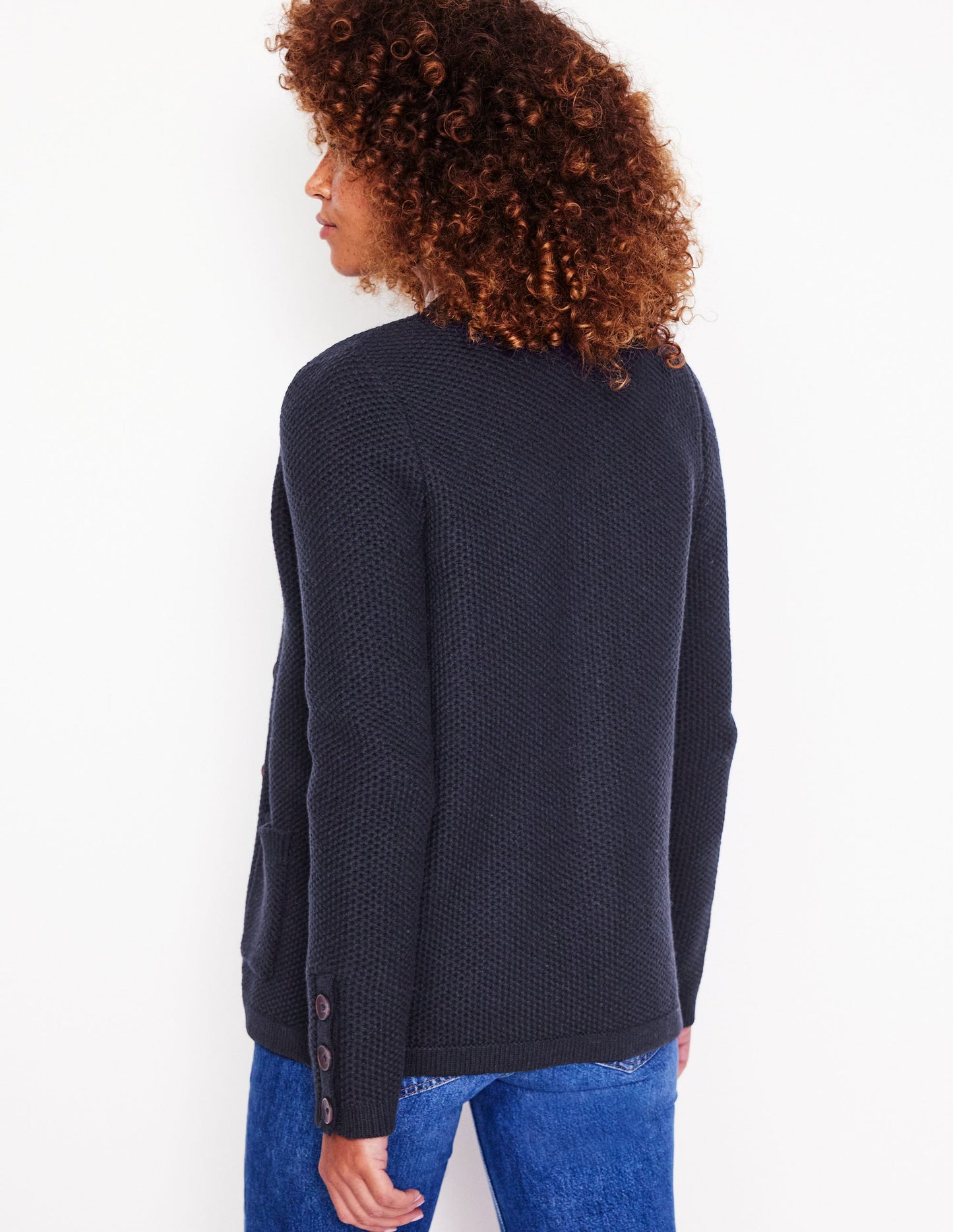 Textured Stitch Cardigan-Navy