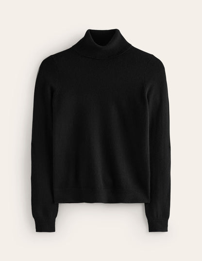 Eva Cashmere Roll Neck Sweater-Black