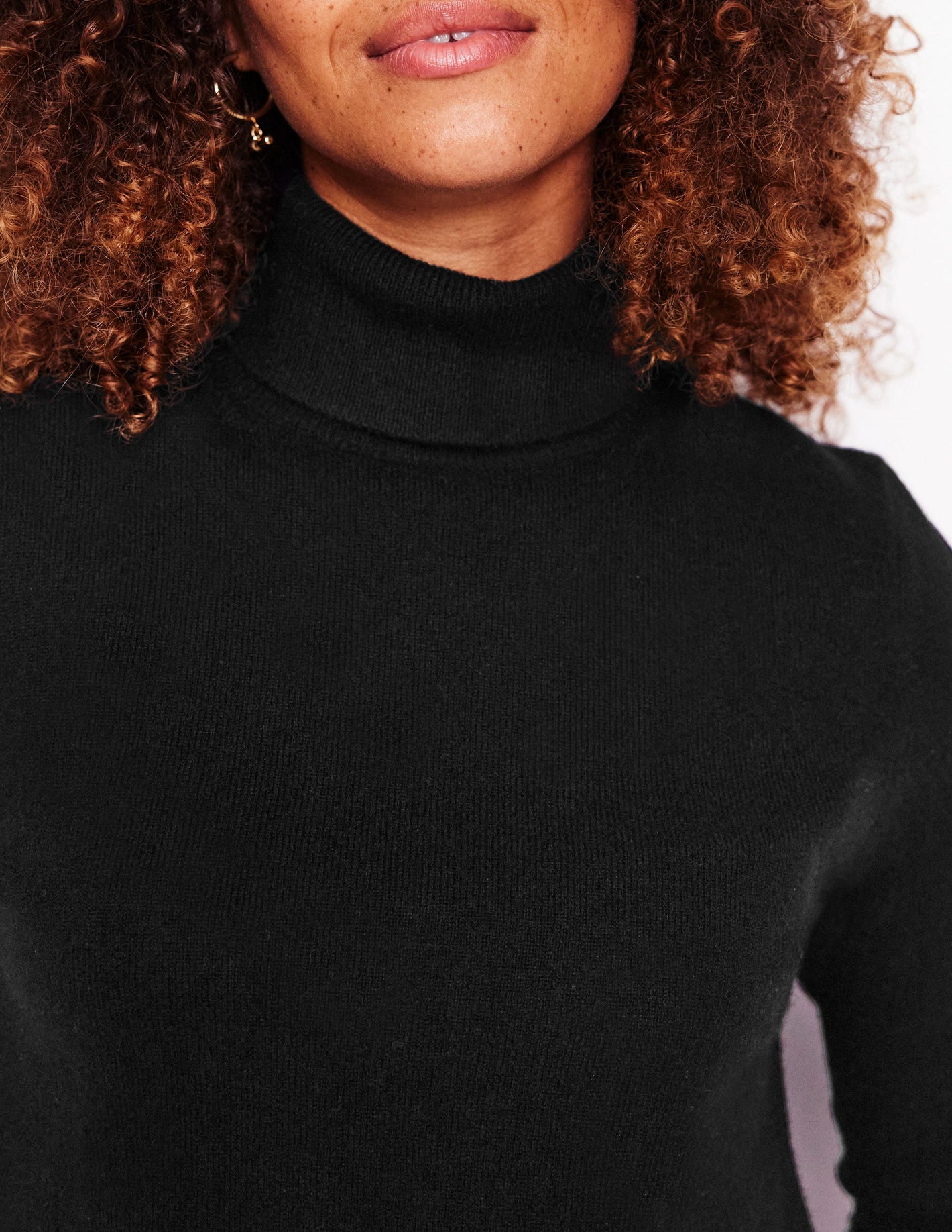 Eva Cashmere Roll Neck Sweater-Black